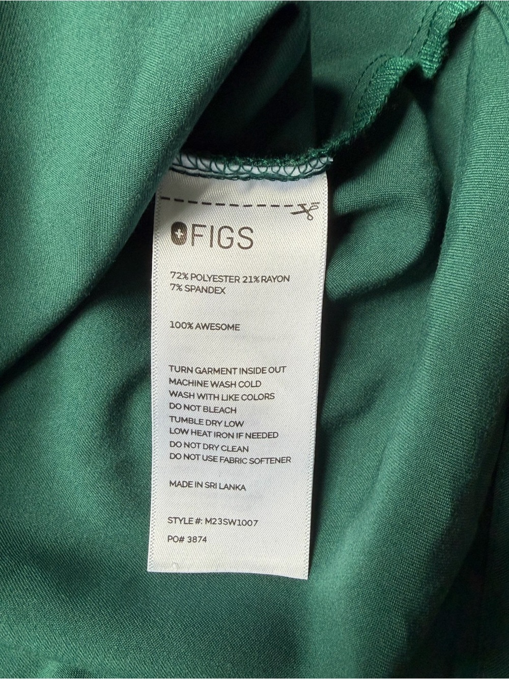 FIGS Technical Collection Hunter Green Scrub Top Medium - Picture 4 of 5